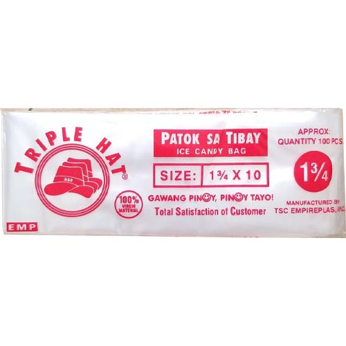 Triple Hat – PE Ice Candy Bag / Wrapper – Size 1-1/2 X 10 – 100 Pieces – 60 G
