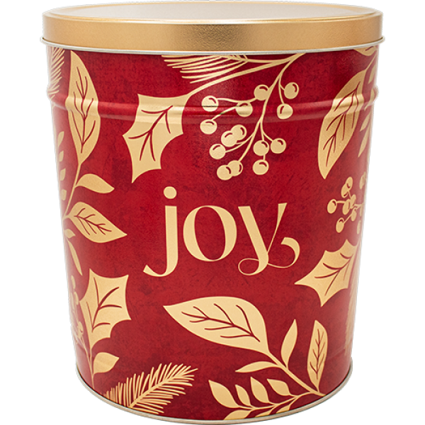 6.5 Gal Red & Gold JOY Popcorn Tin