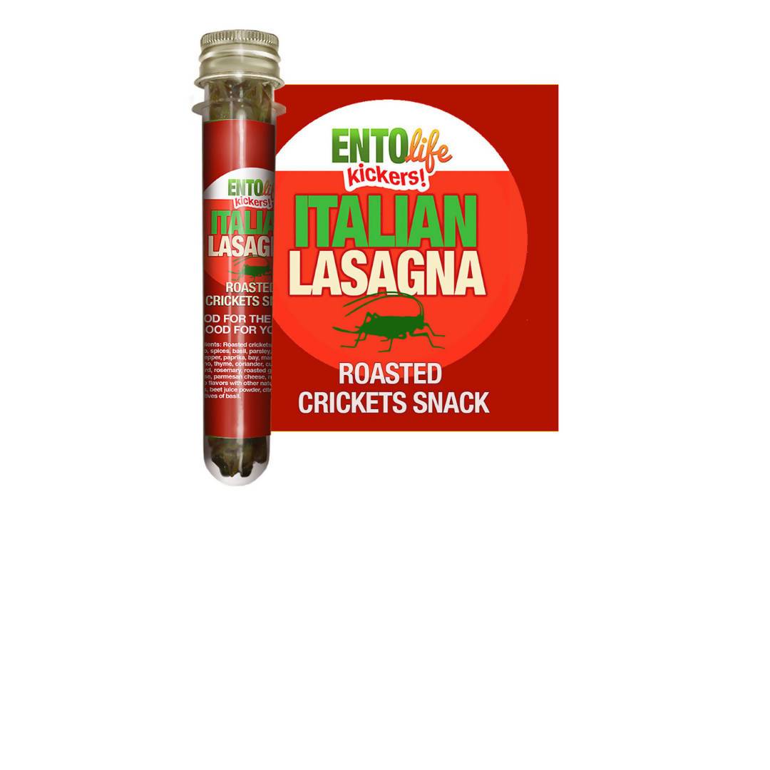 Italian Lasagna Roasted Cricket Snack Tubes – 6 x 10g