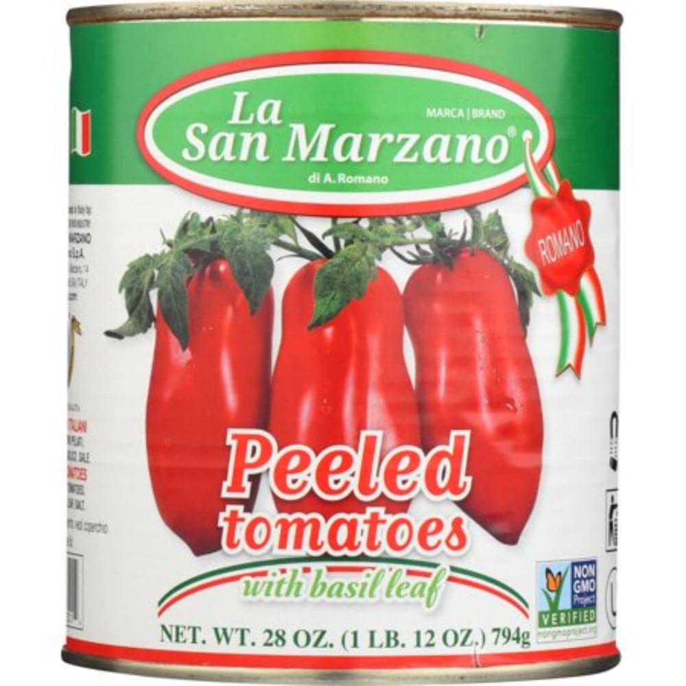 La San Marzano – Organic Peeled Tomatoes with Basil Leaf, 28 Oz
