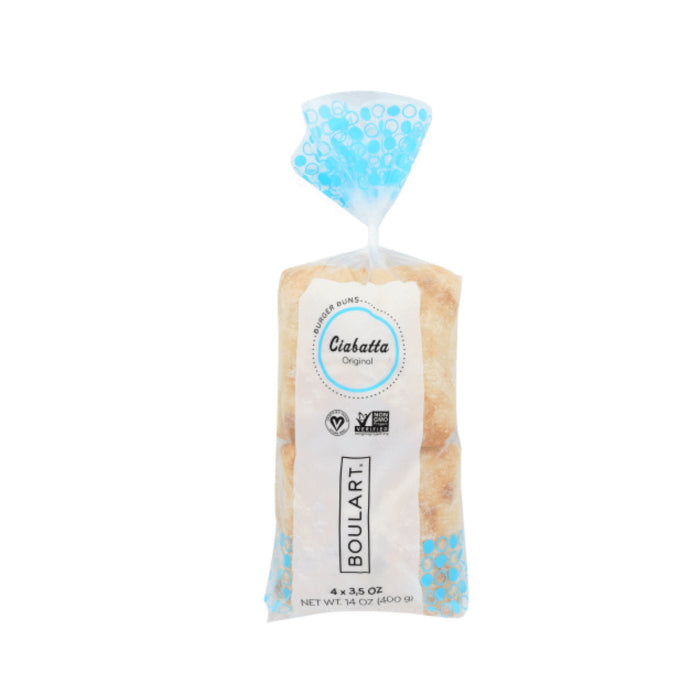 Boulart – Bun Ciabatta Burger Sliced, 4 Pack, 3.5 oz – Pack of 18