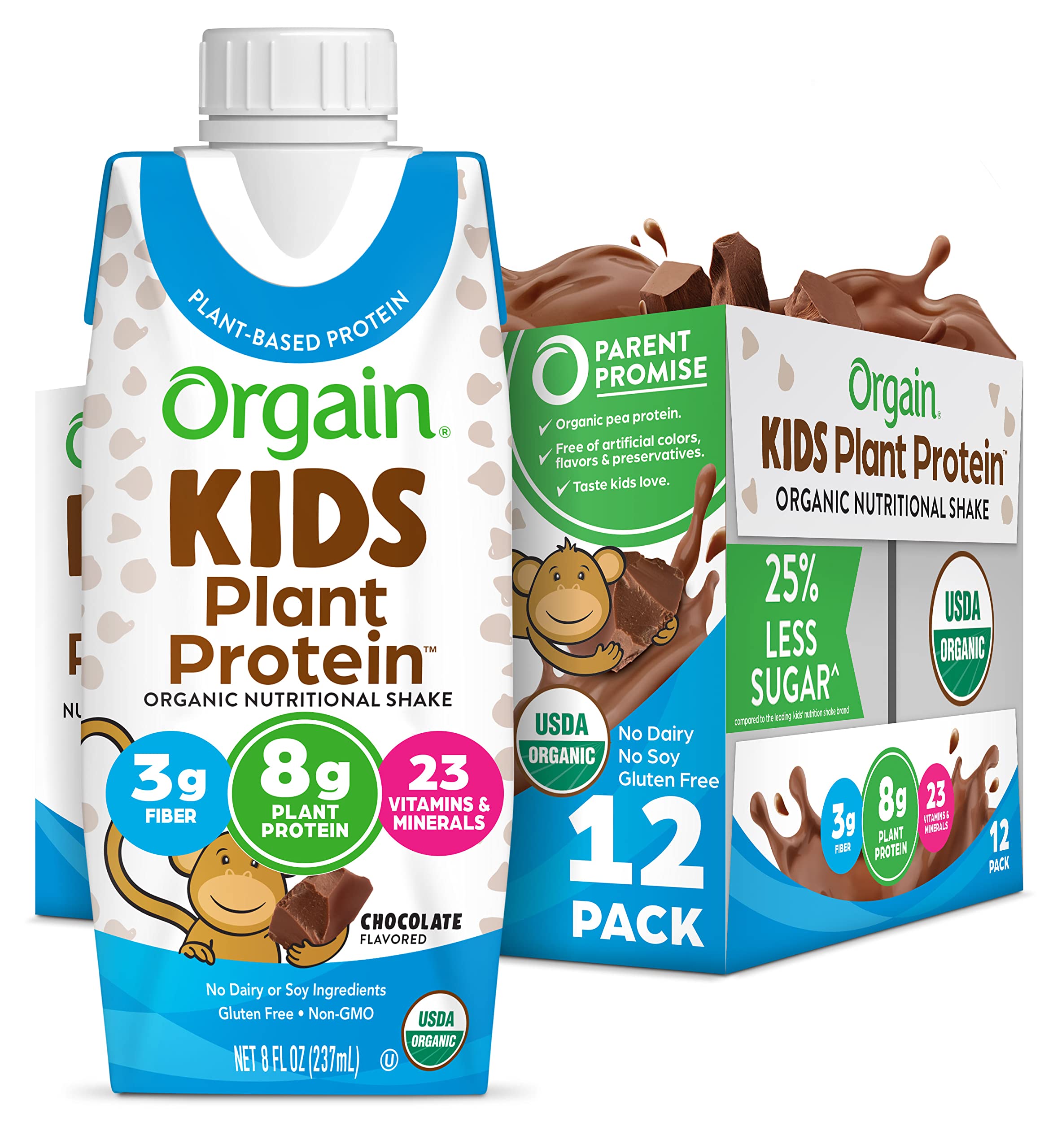 Orgain Kid Protein Ready-to-Drink Chocolate Organic 8.25 FO – Pack of