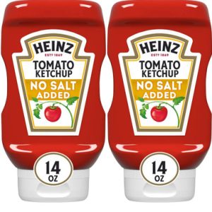 Heinz No Salt Added Tomato Ketchup, 14 oz (Pack of 2)
