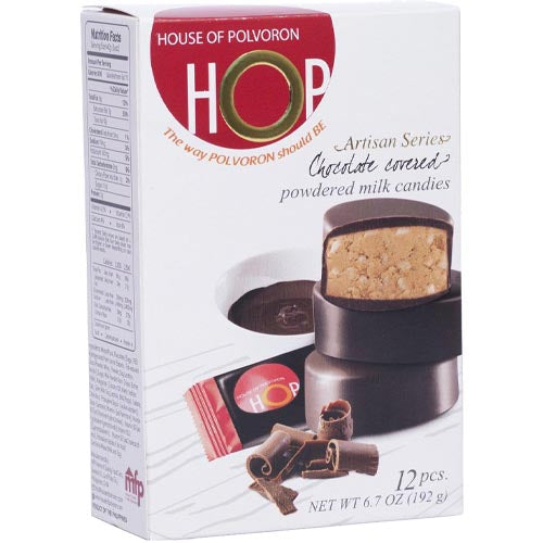 House of Polvoron – HOP – Chocolate Covered – Powdered Milk Candies – 12 Pieces – 192 G