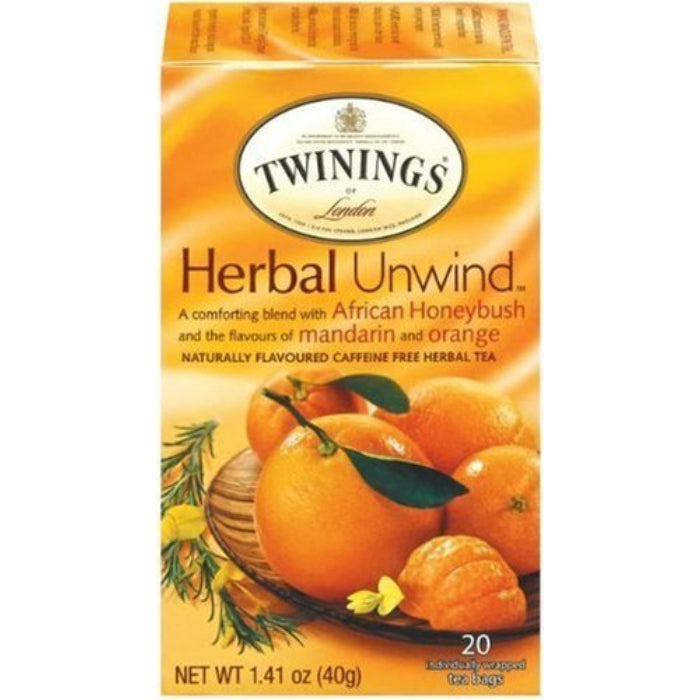 Twinings – Herbal Unwind Honeybush Mint Tea, 20 Bags | Pack of 6