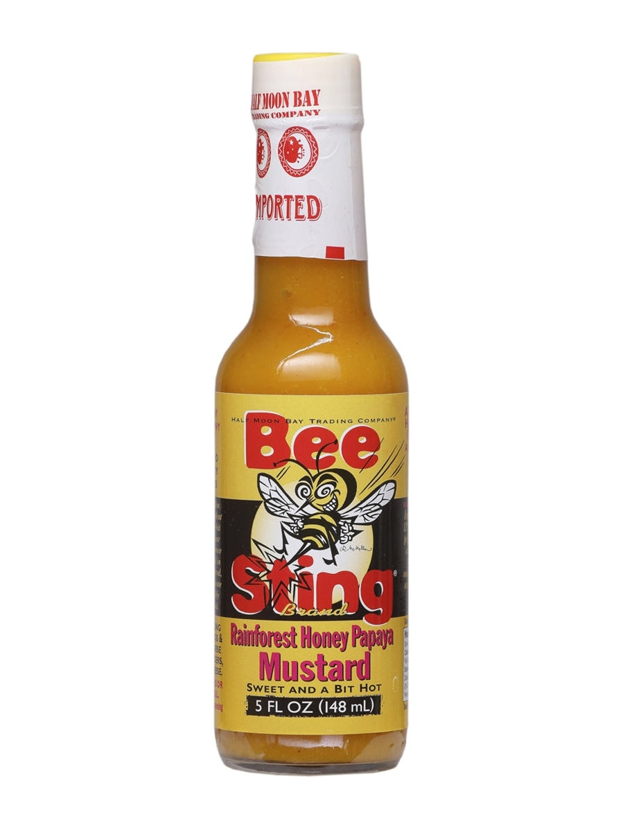 Hot Sauce Bee Sting Rainforest Honey Papaya Mustard Sweet and a bit ho