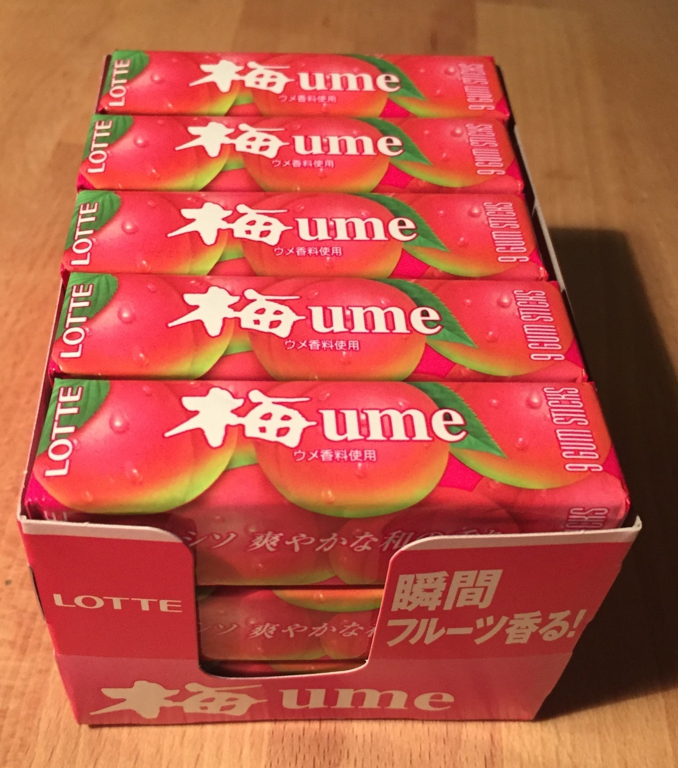 Lotte, Chewing Gum, “Ume” 9 gum sticks x 15