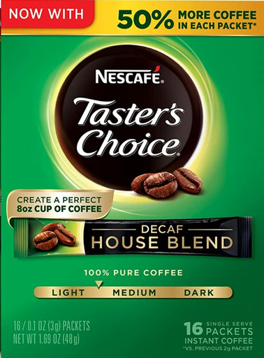 Nescafe Taster’s Choice Decaf Instant Coffee Singles 16 count