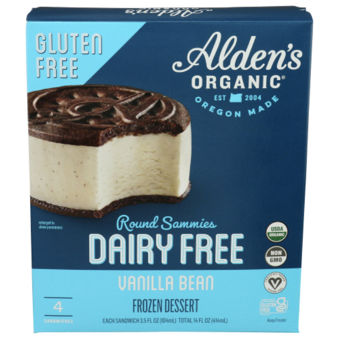 Aldens Organic – Dairy-Free Gluten-Free Vanilla Ice Cream Sammie, 14 O