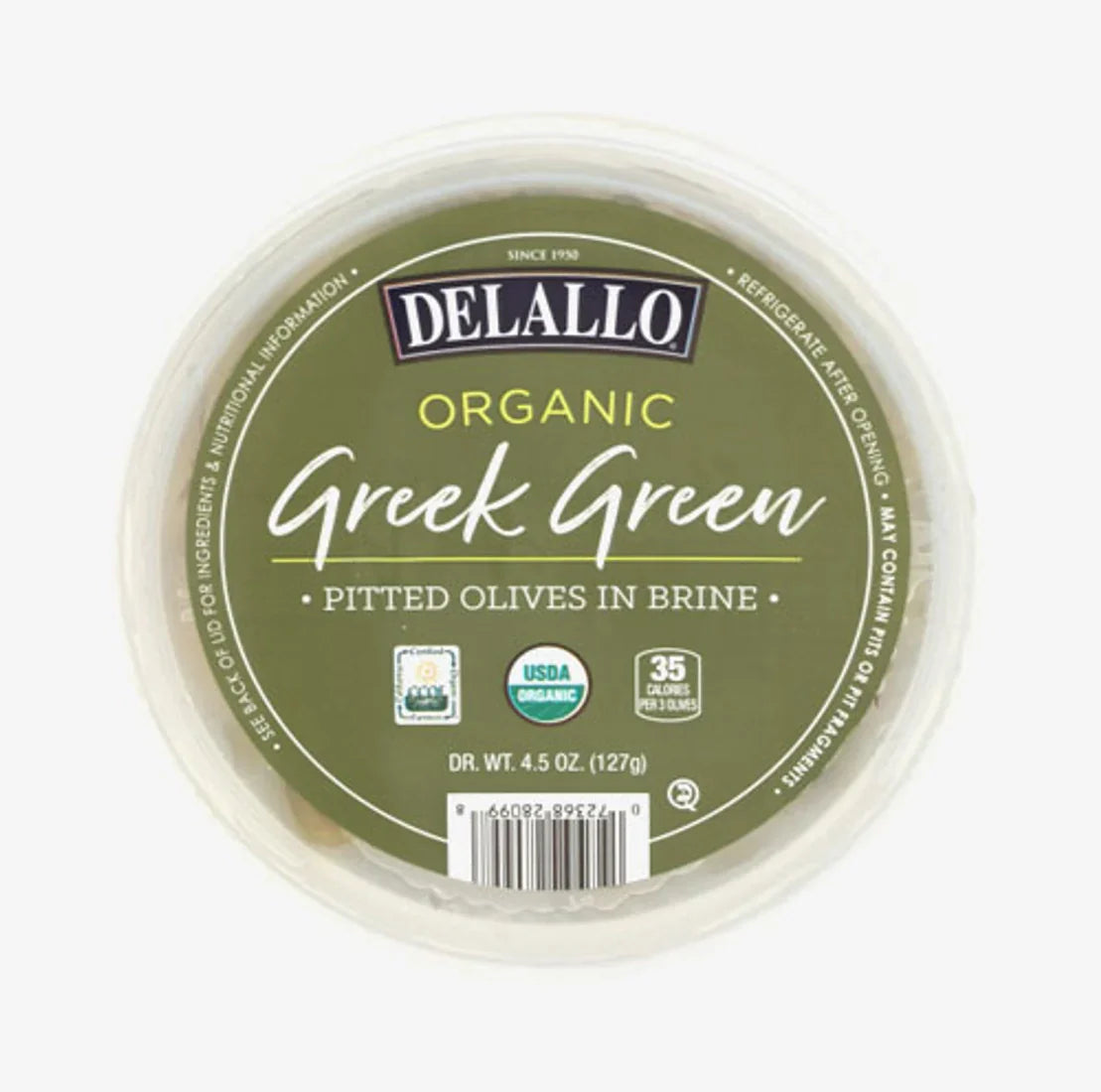 Delallo – Olive Green Pitted In Brine, 4.5 Oz (Pack of 6)