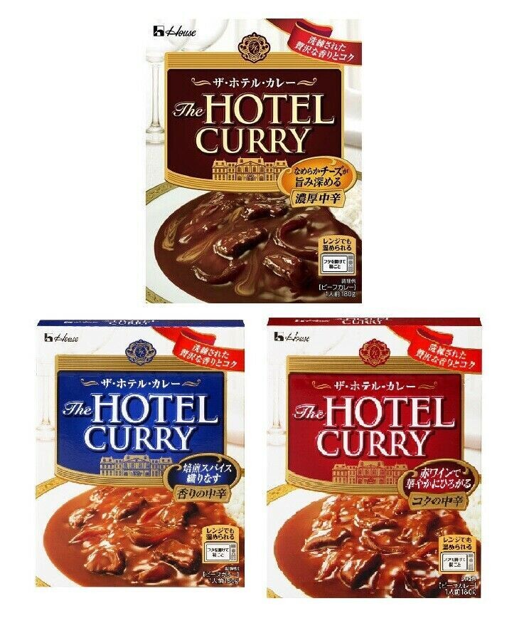 House, ‘Hotel Curry’ Retort Curry, Medium Hot, 3 Kinds, 180g