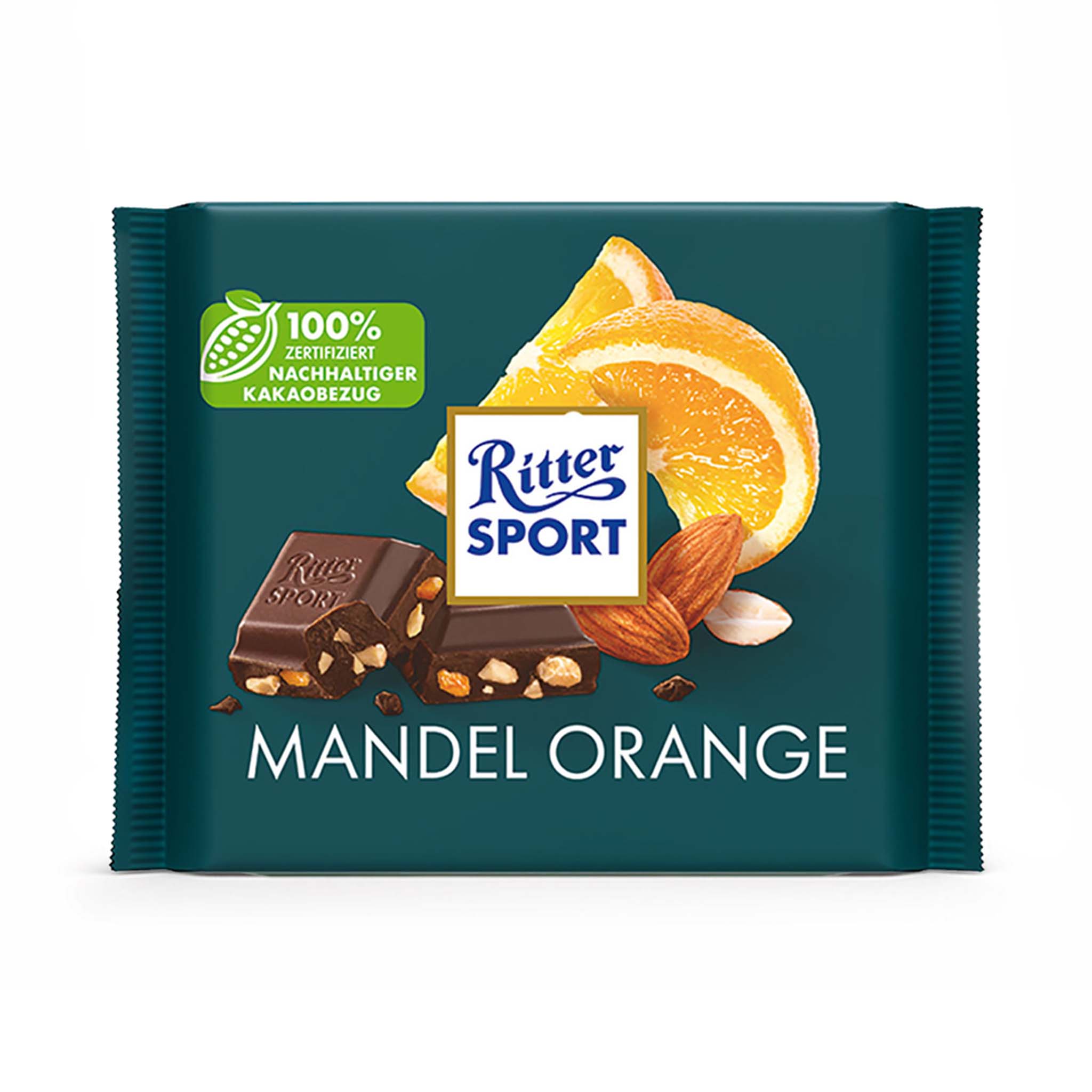 Ritter Sport Mandel Orange Chocolate Bar – 100g