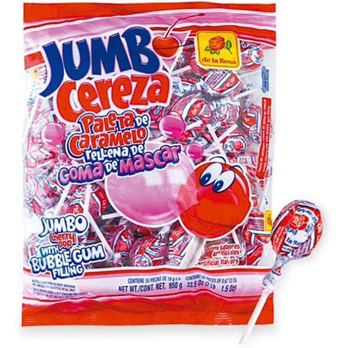 De La Rosa – Cherry Pop Jumbo Lollipop, 16.08 Oz (Pack Of 25)