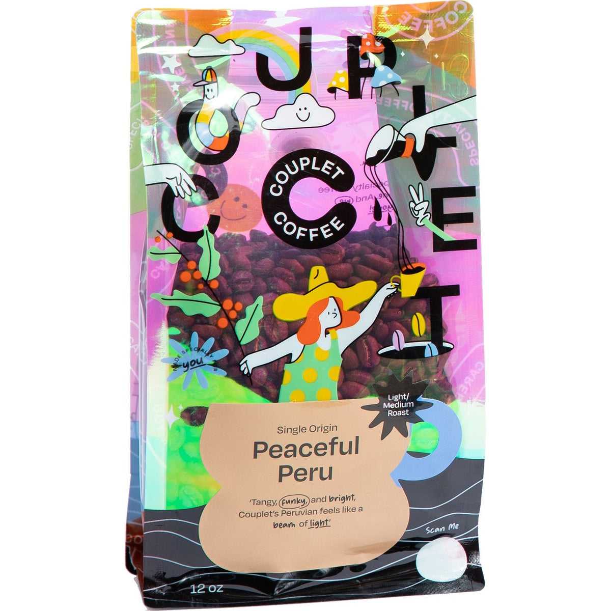 Couplet Coffee Peaceful Peru Bag, Single Origin (Light Medium Roast) – 12 oz