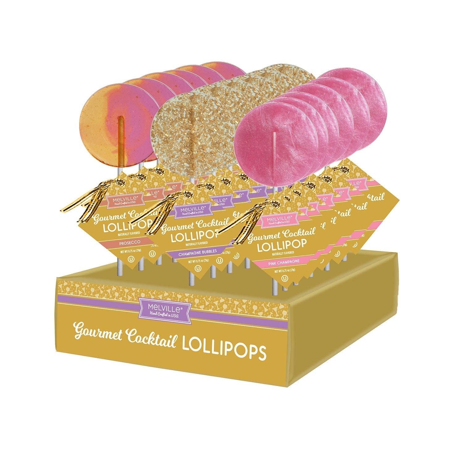 Melville Candy Company – Gourmet Cocktail Lollipop Assortment – Pink C