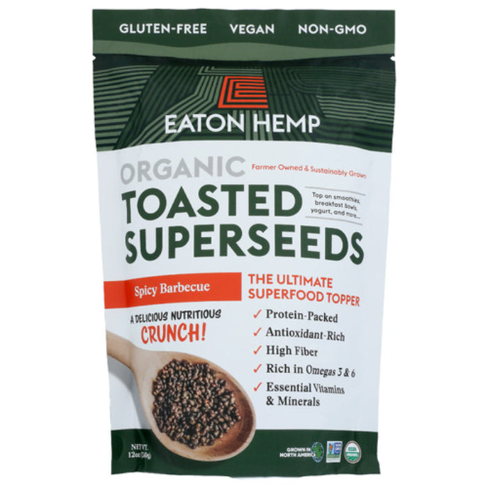 Eaton Hemp – Seeds, Organic Toasted Spicy BBQ, 12 OZ – Pack of 8