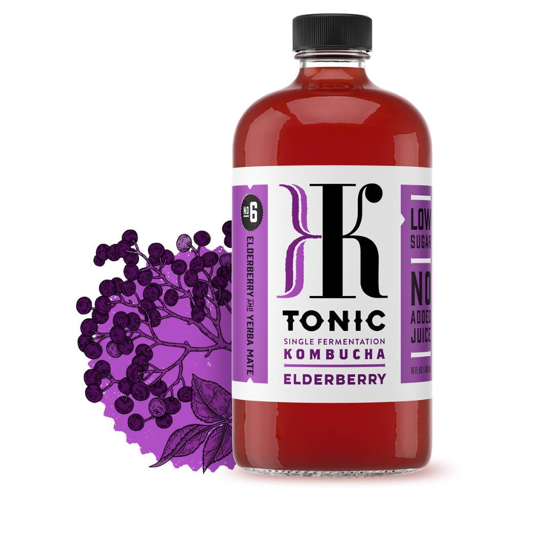 Elderberry Kombucha Bottles – 12 x 16oz