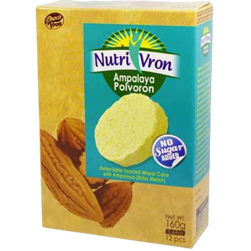ChocoVron – NutriVron – Ampalaya Polvoron – Delectable Toasted Wheat Cake with Ampalaya (Bitter Melon) – 12 PCS – 160 G