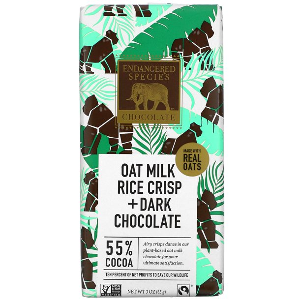 Endangered Species Bar Oat Milk Dark chocolate Rice Crips, 3 oz | Pack