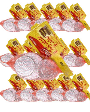 Hanukkah Coins Dark Chocolate Chanukah Gelt, Kosher Parve, 24 Bags