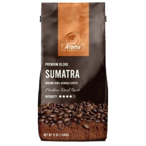Cafe Aroma Select – Sumatra Ground Coffee, 12 Oz (Pack Of 12)