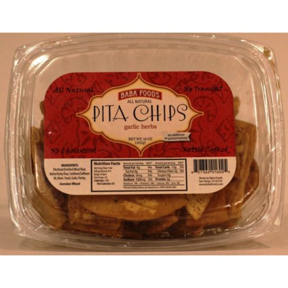 Baba Foods – All Natural Pita Chips Garlic Herb, 16 oz
