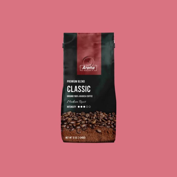 Cafe Aroma Select – Classic Ground Coffee, 12 Oz (Pack Of 12)