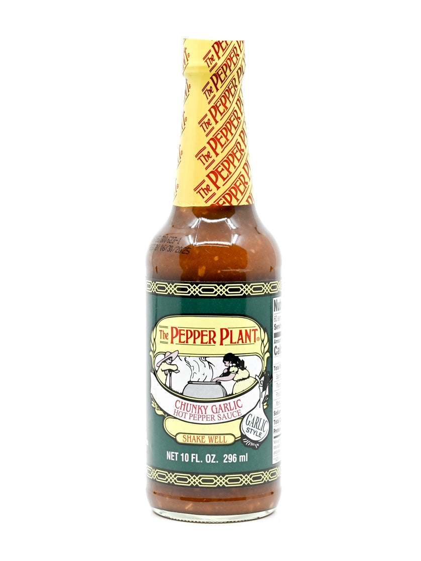 Hot Sauce The Pepper Plant Chunky Garlic 10 oz BIG Bottle Heat 5