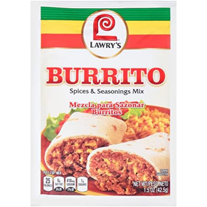 Lawry’s – Burrito Seasoning Mix, 1.5 Oz – Pack of 12
