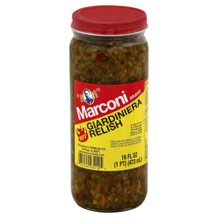 Marconi – Giardiniera Relish Hot, 16 Oz – Pack of 6