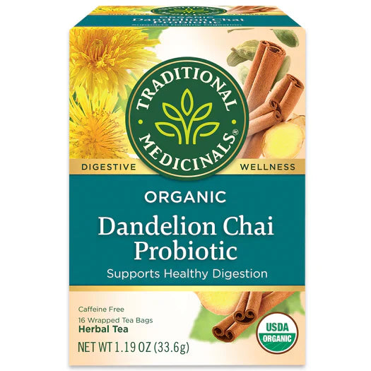 Traditional Medicinals – Chai Dandelion Probiotic Tea, 16 Bags | Pack