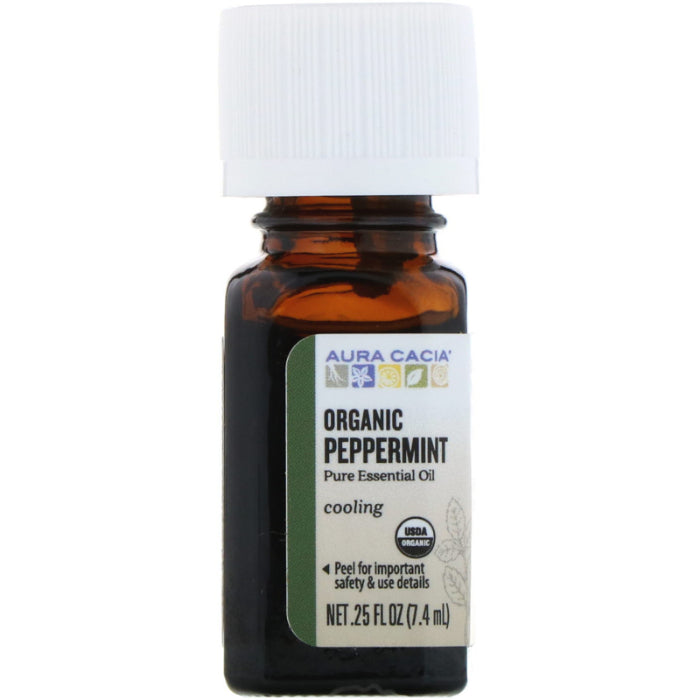 Aura Cacia – Essential Oil Organic Peppermint, 0.25 oz – Pack of 1