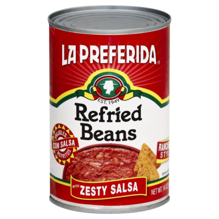 La Preferida – Refried Beans Zesty Salsa, 16 Oz – Pack of 12