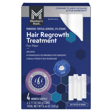 Member’s Mark Minoxidil 5%, Foam Hair Regrowth Treatment for Men, 4 ct.