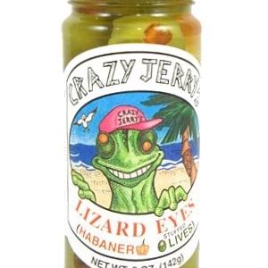 Crazy Jerry’s Lizard Eyes – Habanero Stuffed Olives, 5oz.