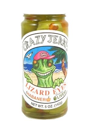 Crazy Jerry’s Lizard Eyes – Habanero Stuffed Olives, 5oz.