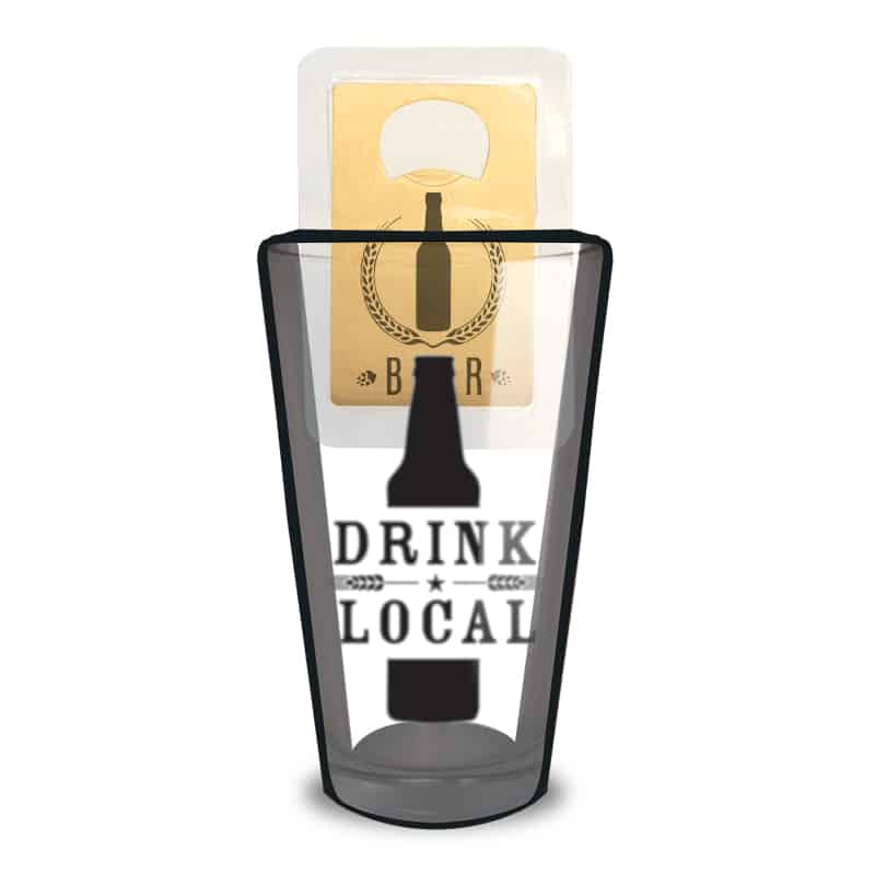 Drink Local Pint Glass with Bottle Opener