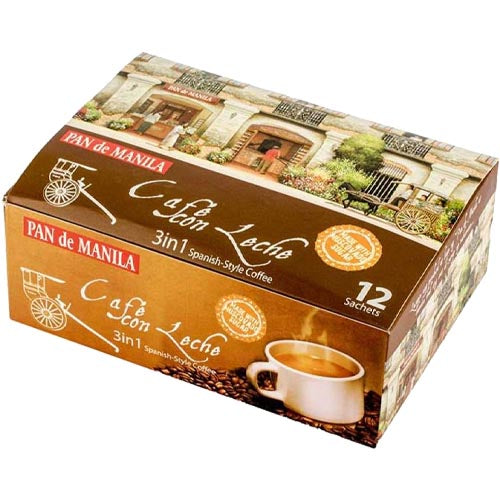 Pan de Manila – Cafe con Leche – 3 in 1 Spanish Style Coffee (12 Sachet) – 21 G