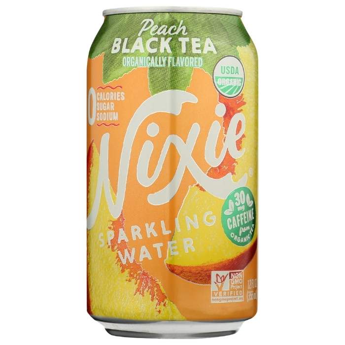 Nixie – Peach Black Tea Sparkling Water, 12oz | Pack of 8