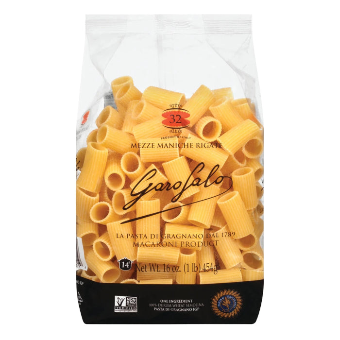 Garofalo – Pasta Rigate Mezze Manich 16 Oz – Pack Of 12