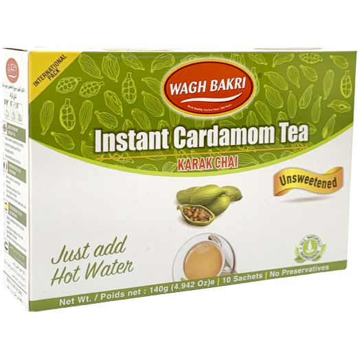 Wagh Bakri Instant Cardamom Chai Tea Unsweetened – 10 Sachets