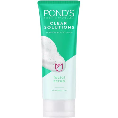 Pond’s – Facial Scrub – Clear Solutions – AntiBacterial + Oil Control with Herbal Clay – 100 G