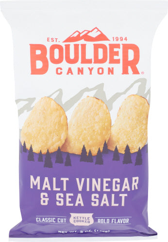 Boulder Canyon – Kettle Chips Malt Vinegar & Sea Salt, 5 Oz | Pack of