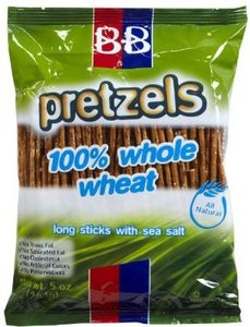B&B Beigel 100% Whole Wheat Pretzels Long Sticks Sea Salt, Case of 24 x 5 oz.