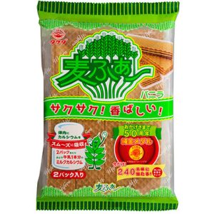 ‘Mugi Fa’, Wafer, Vanilla Cream, Japan snack, Long seller, 16bars in 1 pack.