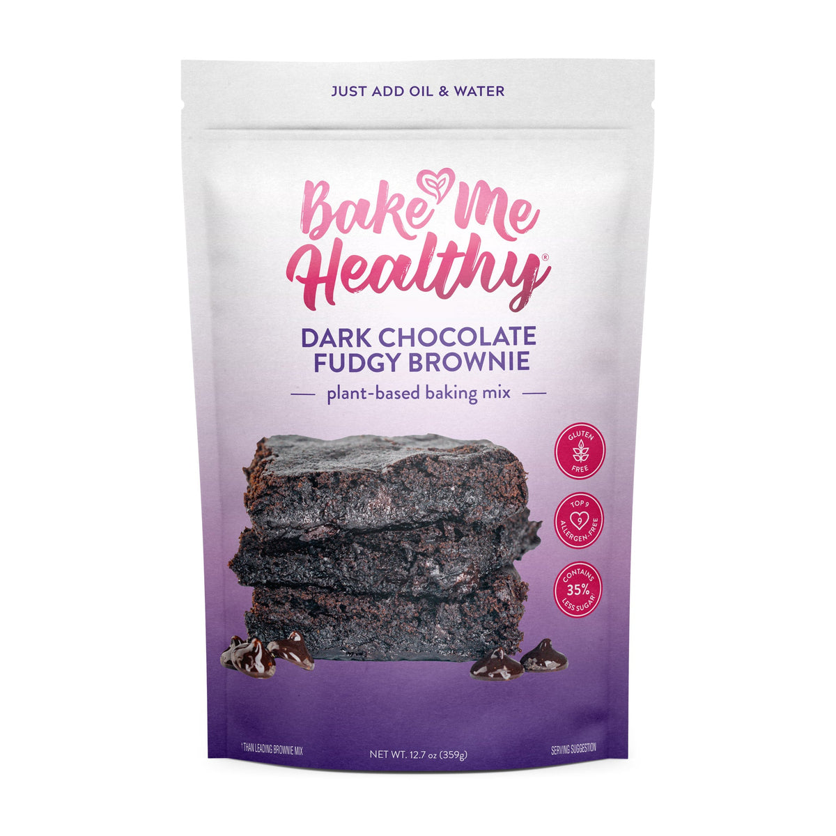 Bake Me Healthy Dark Chocolate Fudgy Brownie Plant-Based Baking Mix