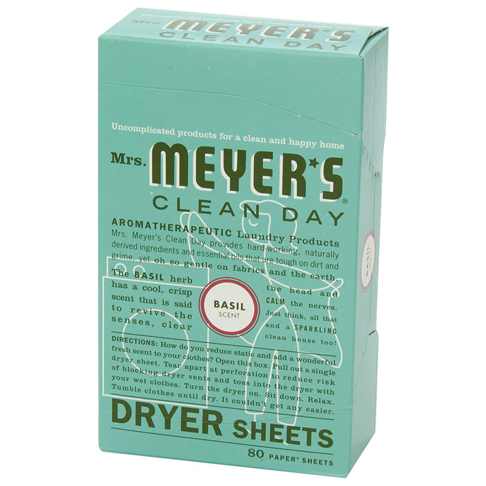 Mrs. Meyer’s – Dryer Sheet, Basil, 80-Pack