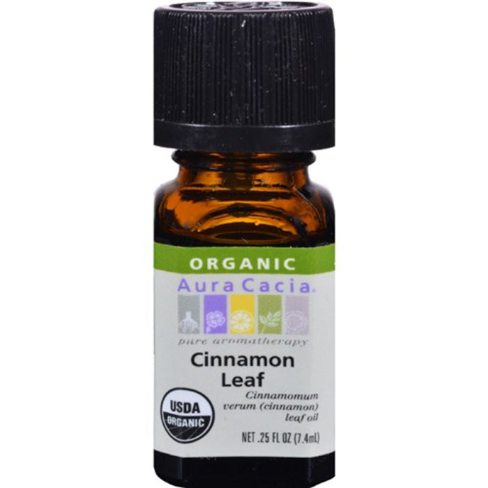 Aura Cacia – Essential Oil Organic Cinnamon Leaf, 0.25 oz – Pack of 1