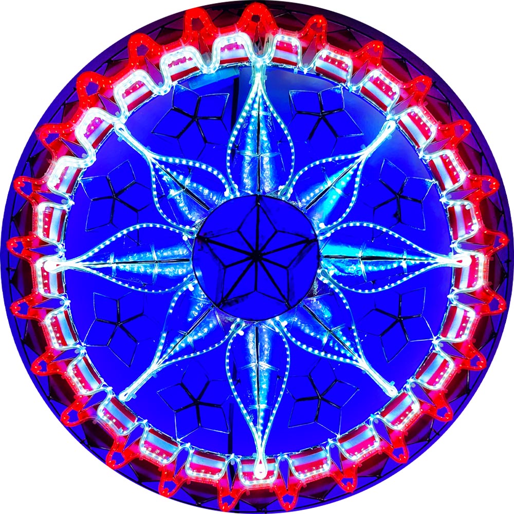 Philippines Christmas Capiz Parol Lantern Star USA Design 1 (Tala) – Red / White / Blue LED Show – Size 24