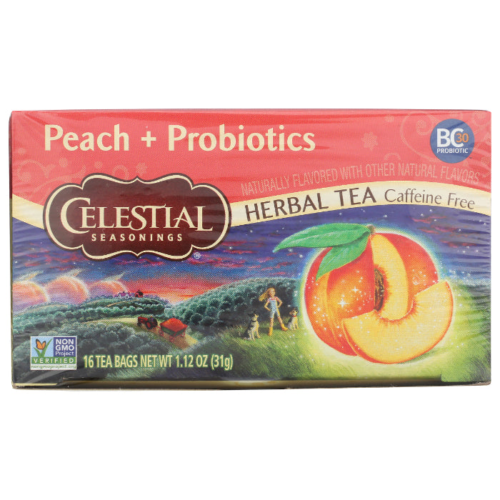 Celestial Seasonings – Country Tea Peach + Probiotics, 16 Bags | Pack